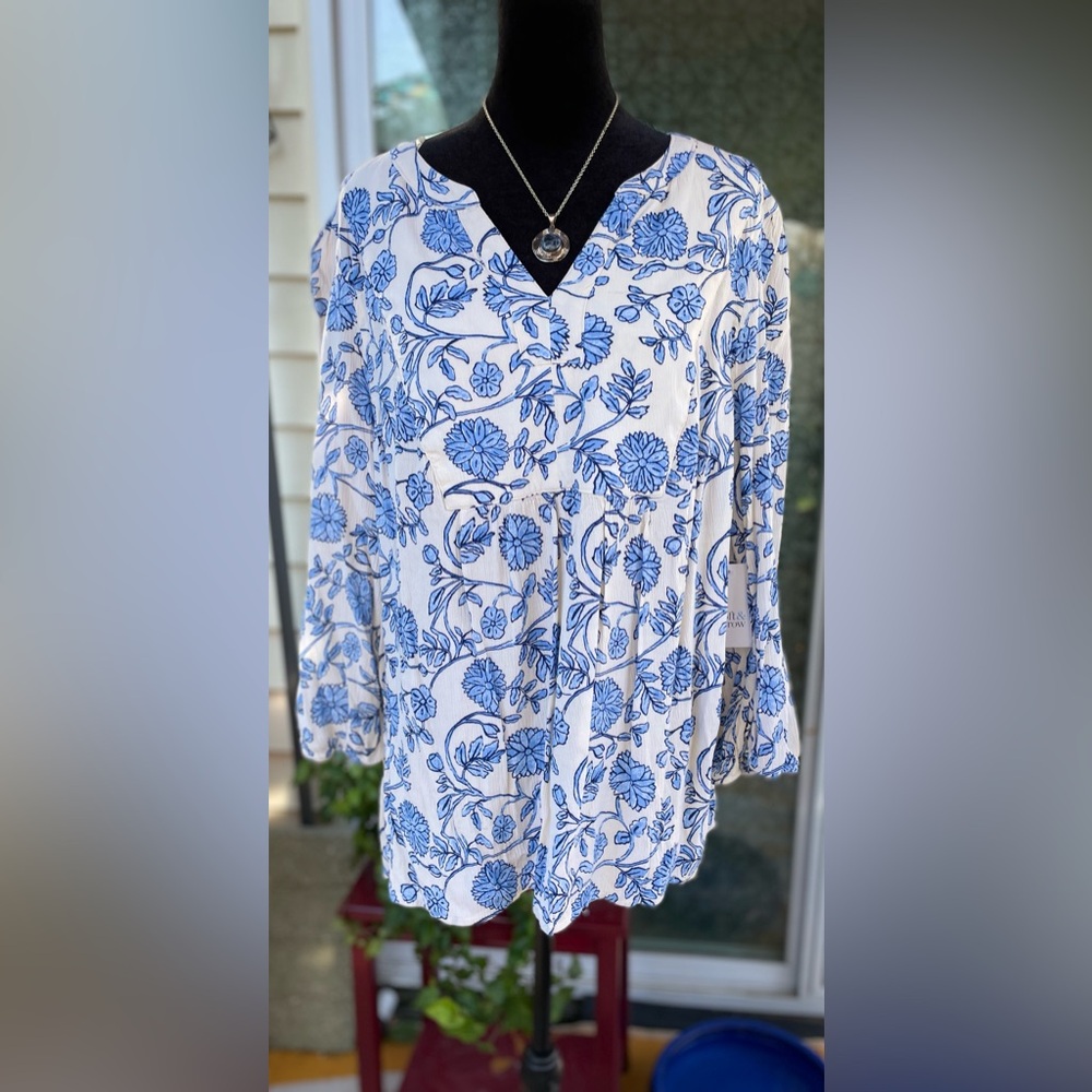 Women's Croft & Barrow® Front Yoke Popover Blouse Petite Medium NWT - Picture 5 of 16